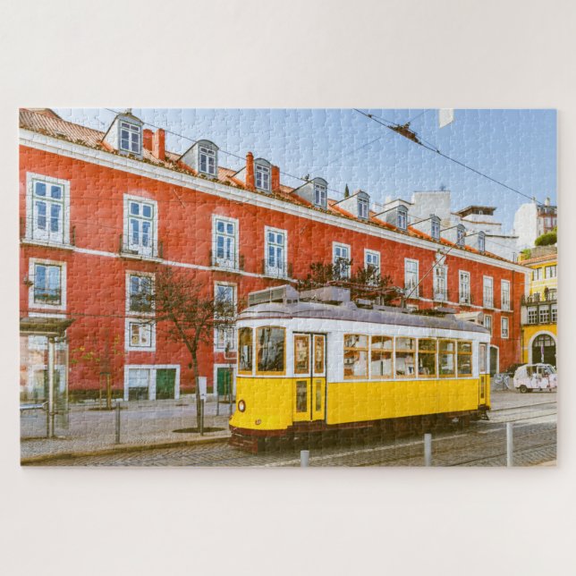 Historische Straßenbahn-Gebäude Lissabon Portugal  Puzzle (Horizontal)