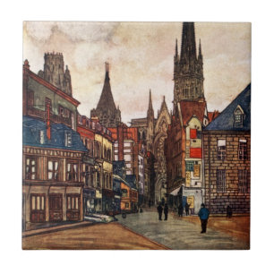 Historische Straßenszene Rouen Frankreich Mittelal Fliese
