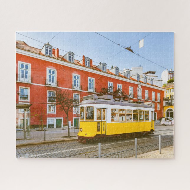 Historische Tram Gebäude Lissabon Portugal Reisen Puzzle (Horizontal)
