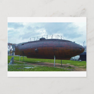 Historische U-Boot-Replik aus Holz. Postkarte
