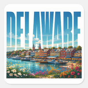 Historische Uferpromenade von Delaware Küsten-Reis Quadratischer Aufkleber