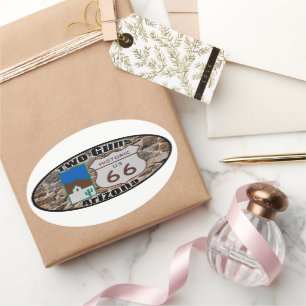 Historische US-Route 66 Two Guns Arizona Ovaler Aufkleber