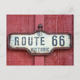 Historische US-Route 66 Zeichen auf Rot Postkarte