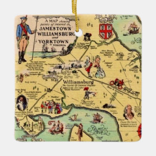 Historische Williamsburg-Karte Keramikornament