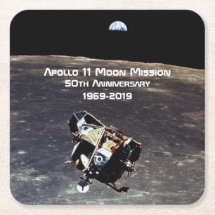 Historischer Apollo 11 Moon Mission 50 Jahre Jubil Rechteckiger Pappuntersetzer
