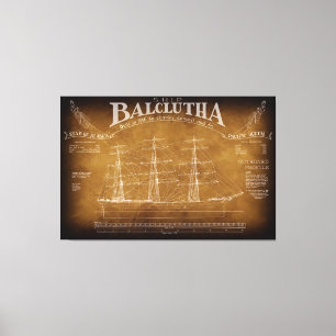 Historischer BALCLUTHA-Blueprint 1886 Leinwanddruck