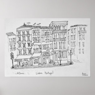 Historischer Bezirk Alfama   Lissabon, Portugal Poster