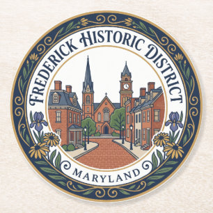 Historischer Bezirk Frederick Maryland Runder Pappuntersetzer