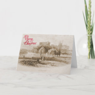 Historischer Blick auf Tamworth Burg Weihnachtskar Feiertagskarte