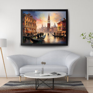 Historischer Canal Grande in Venedig bei Sonnenunt Leinwanddruck