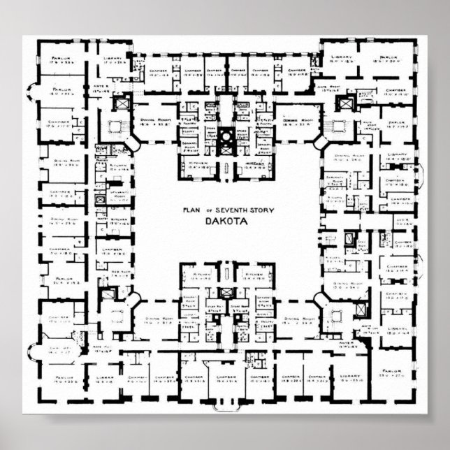Historischer Dakota Gebäude Floor Plan Poster (Vorne)