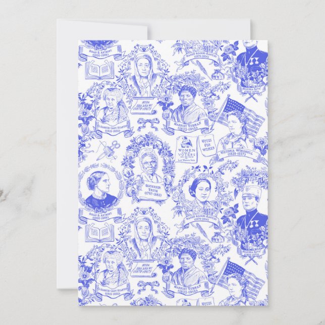 Historischer Feminist Pioneers Blue Toile Karte (Vorderseite)