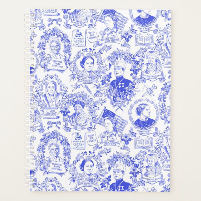 Historischer Feminist Pioneers Blue Toile Planer (Vorderseite)