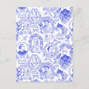 Historischer Feminist Pioneers Blue Toile Postkarte