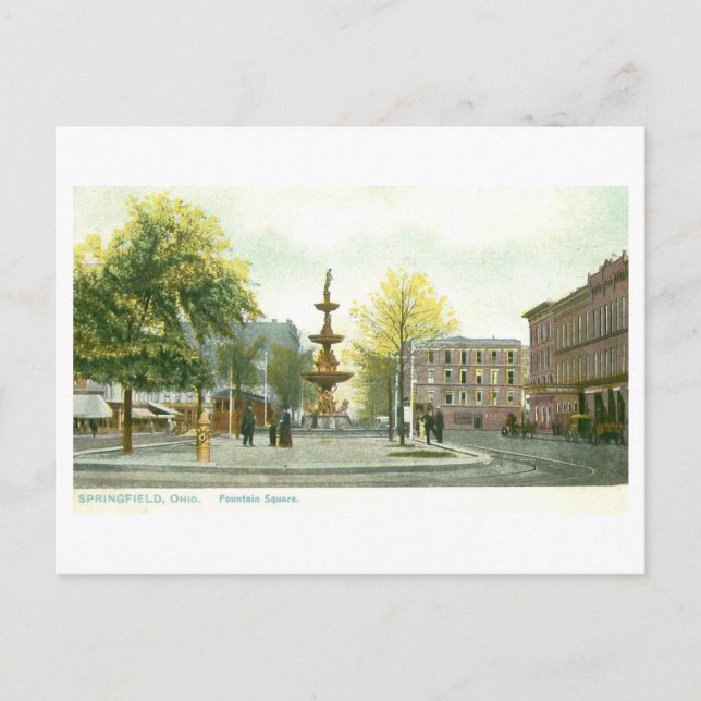 Historischer Fountain Square, Springfield, Ohio Postkarte (Vorderseite)