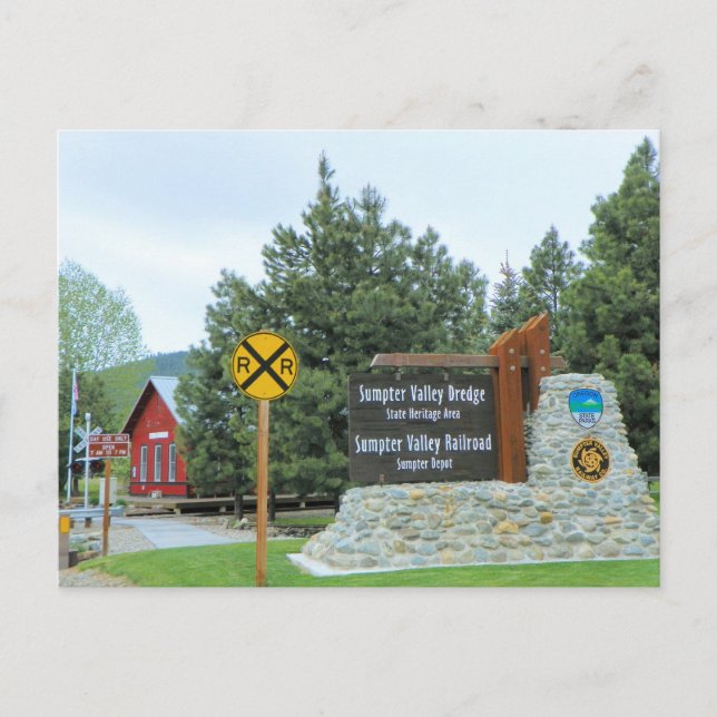 Historischer Gipfel Golden Dredge und Eisenbahnpar Postkarte (Vorderseite)