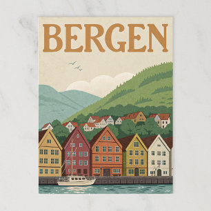 Historischer Hafen Bryggen in Bergen Postkarte
