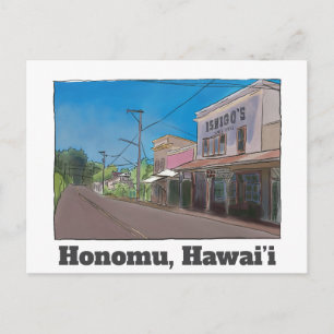 Historischer hawaiianischer Plantagenort Honomu no Postkarte