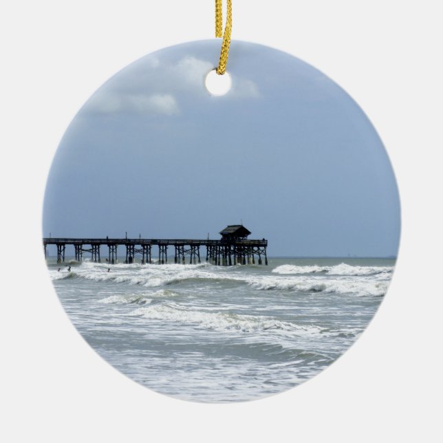 Historischer Kakao-Strand-Pier Keramik Ornament (Vorne)