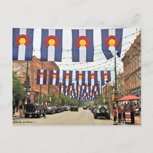 Historischer Larimer Platz, Colorado Day, Denver,  Postkarte (Vorderseite)