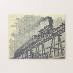 Historischer Lokomotivenzug auf einem Bridge-Puzzl Puzzle