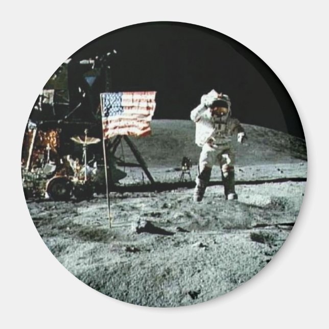 Historischer Mensch auf dem Mond Magnet (Vorne)