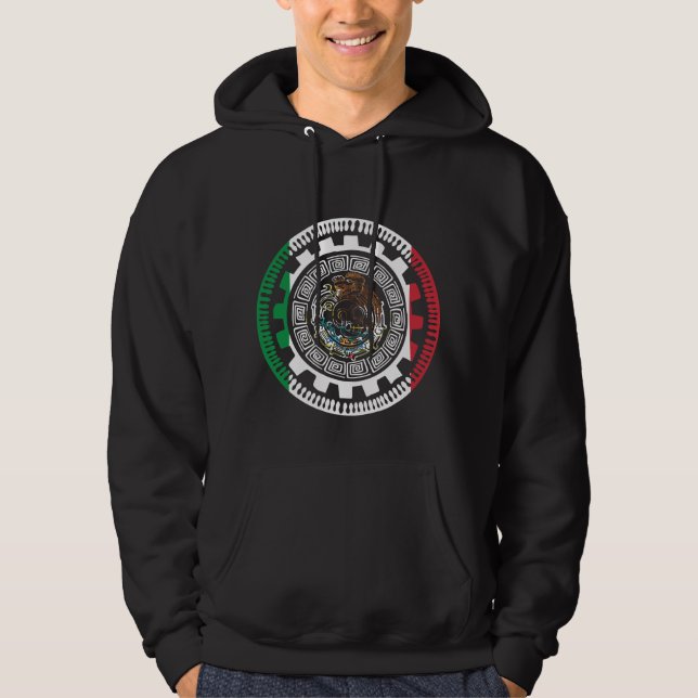 Historischer Mexikanischer Azteken-Maya-Kalender Hoodie (Vorderseite)