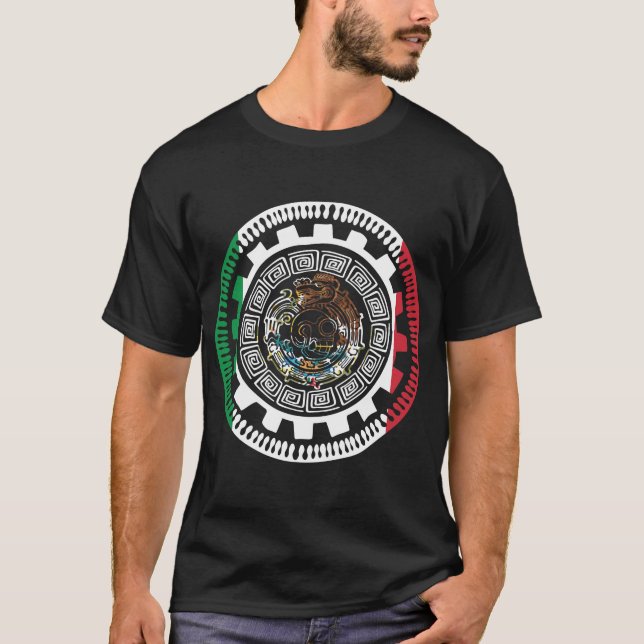 Historischer Mexikanischer Azteken-Maya-Kalender T-Shirt (Vorderseite)