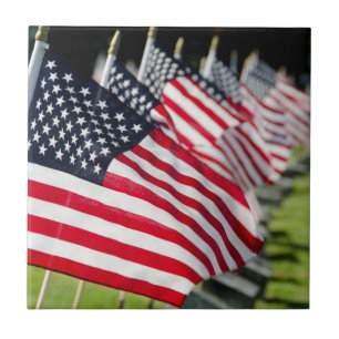 Historischer MilitärFriedhof mit US-Flaggen Fliese