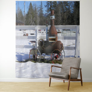 Historischer Motor aus Steam... Wandteppich