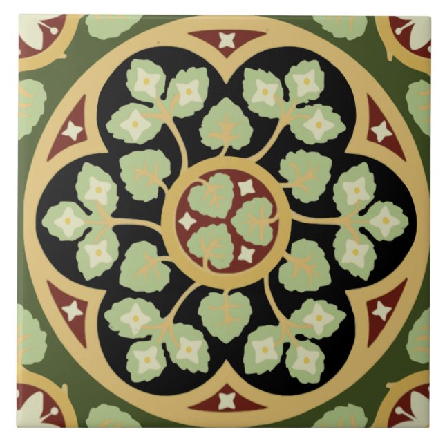Historischer Pugin 1870-1880er Gothic Design Tile  Fliese (Vorderseite)