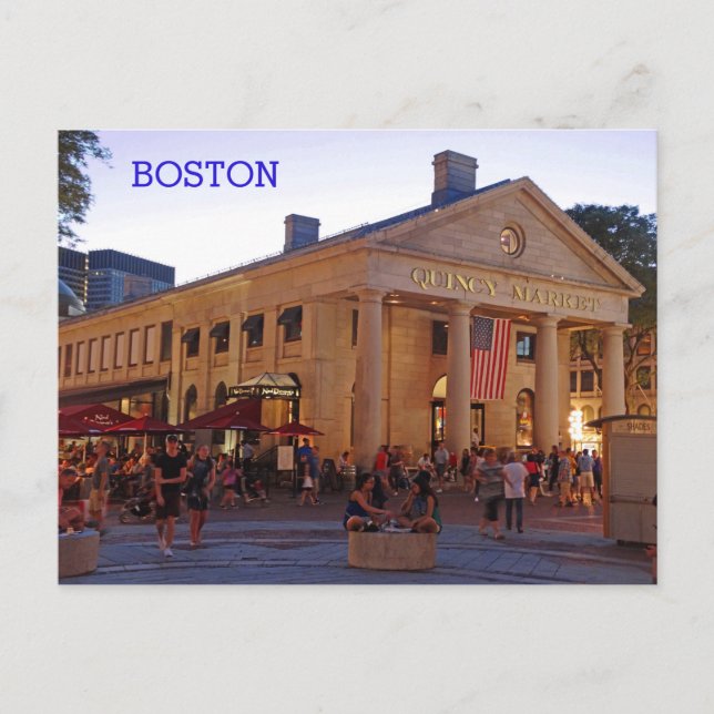 Historischer Quincy Market Downtown Boston Postkarte (Vorderseite)