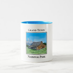 Historischer Stall, Mormon Row, Grand Teton Nation Zweifarbige Tasse