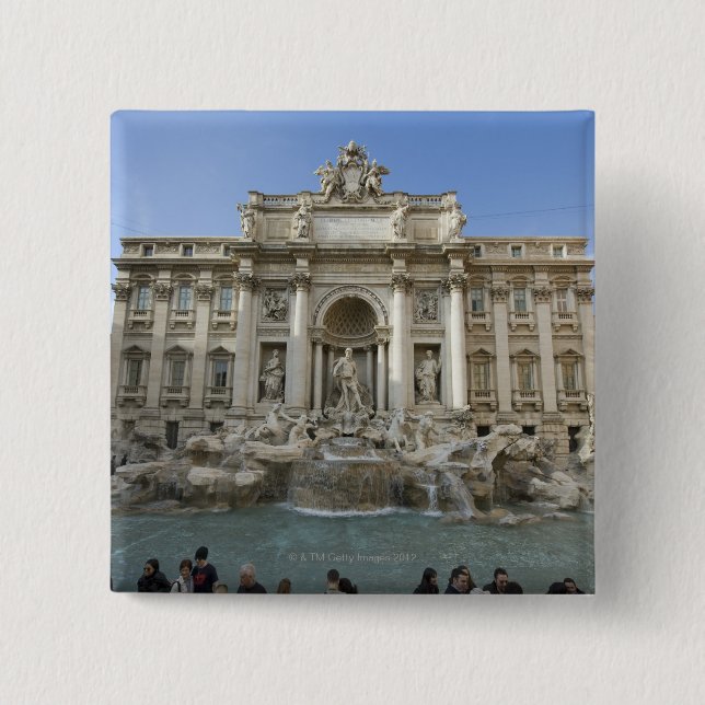 Historischer Trevi-Brunnen in Rom, Italien Button (Vorderseite)
