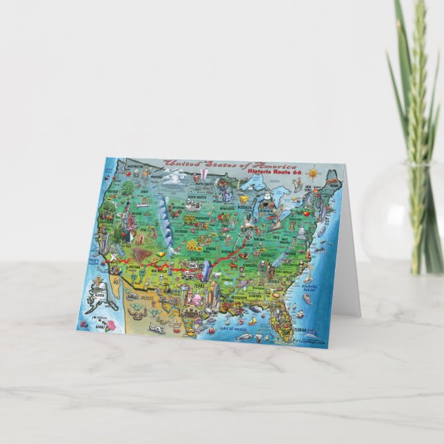 Historischer Weg 66 USA Karte (Vorderseite)