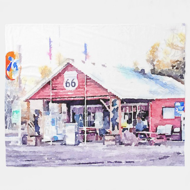 Historisches Arizona-Gemischtwarenladen-Aquarell Fleecedecke (Vorderseite (Horizontal))