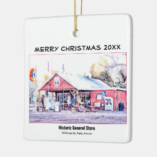 Historisches Arizona-Gemischtwarenladen-Aquarell Keramikornament