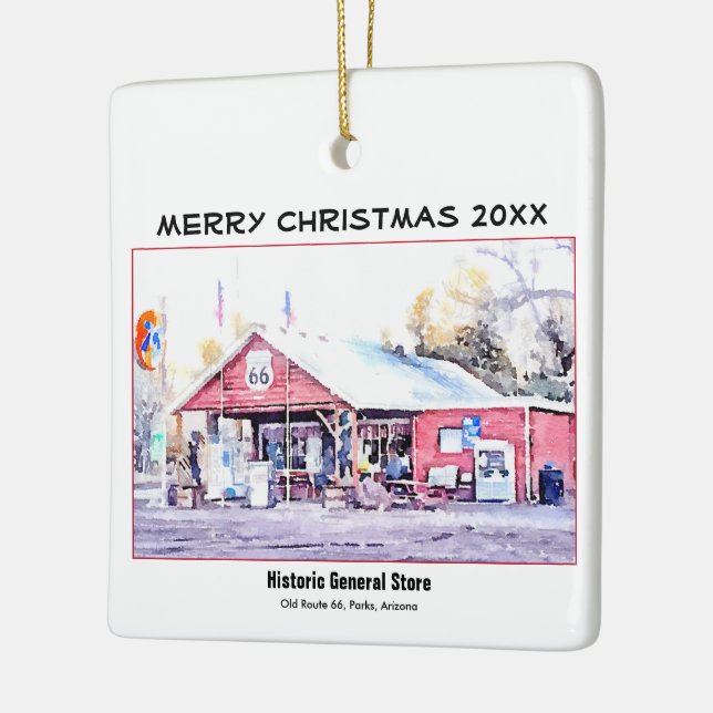 Historisches Arizona-Gemischtwarenladen-Aquarell Keramikornament (Links)