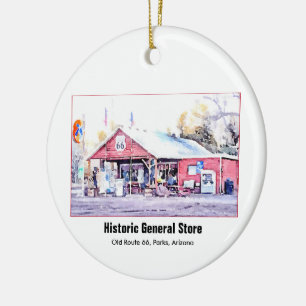 Historisches Arizona-Gemischtwarenladen-Aquarell Keramikornament