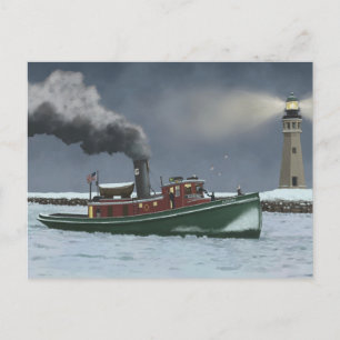 Historisches Buffalo Tugboat und Leuchtturm Postka Postkarte