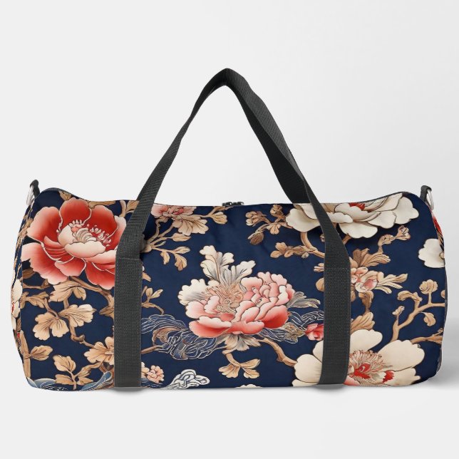 Historisches chinesisches Stoffmuster Duffle Bag (Vorderseite)