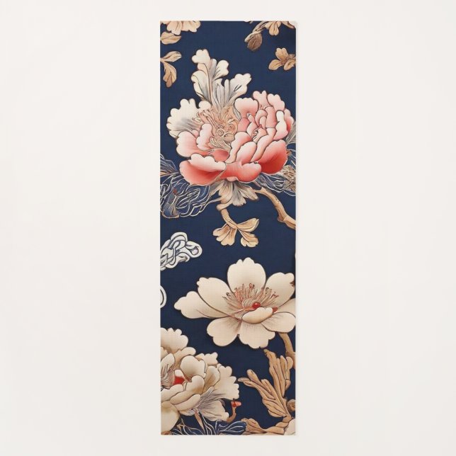 Historisches chinesisches Stoffmuster Yogamatte (Vorderseite)