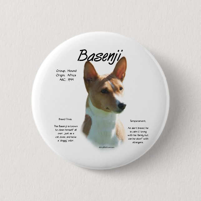 Historisches Design der Kastanie Basenji, alles üb Button (Vorderseite)
