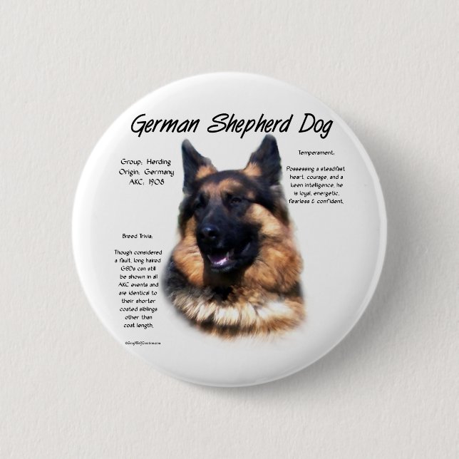 Historisches Design des deutschen Schäferhundes (L Button (Vorderseite)