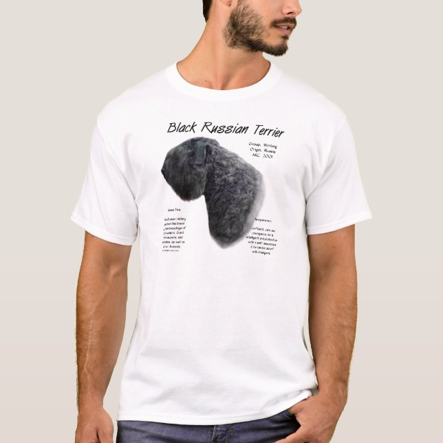 Historisches Design für schwarze Russische Terrier T-Shirt (Vorderseite)