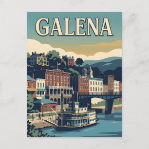 Historisches Flusstädtchen Galena Illinois Vintage Postkarte