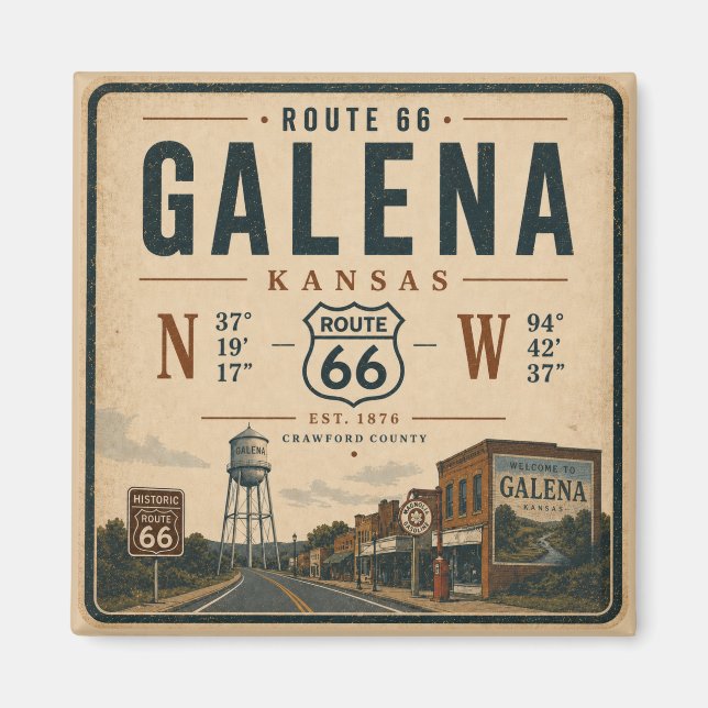 Historisches Galena Route 66 Souvenir Magnet (Vorne)