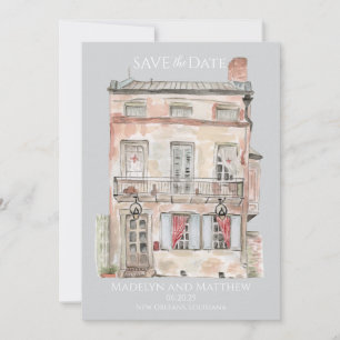 Historisches Gebäude New Orleans Aquarell Einladung