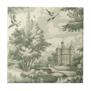 Historisches grünes französisches szenisches Toile Fliese
