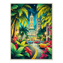 Historisches Havanna bei Nacht Poster. Poster